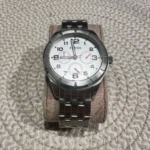 Fossil Silver Watch with White Dial